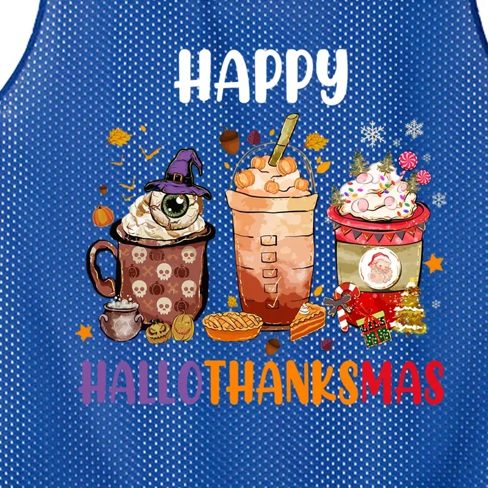 Coffee Latte Thankgiving Funny Happy Hallothanksmas Great Gift Mesh Reversible Basketball Jersey Tank