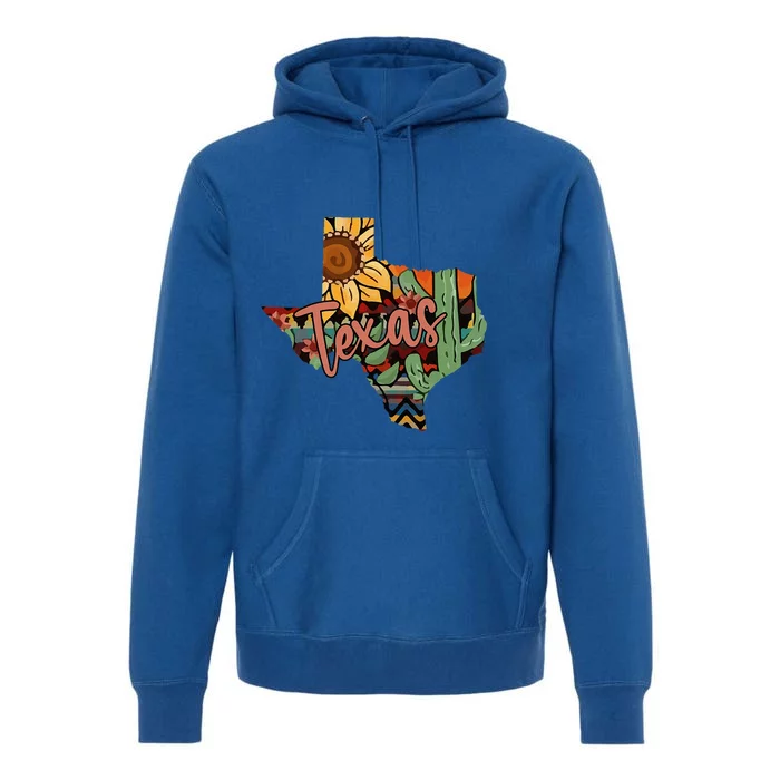 Cute Love Texas State Cactus Sunflower Premium Hoodie