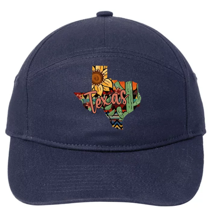 Cute Love Texas State Cactus Sunflower 7-Panel Snapback Hat