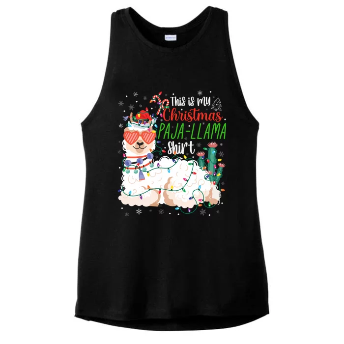 Christmas Llama This Is My Christmas Pajama Funny Gift Ladies Tri-Blend Wicking Tank