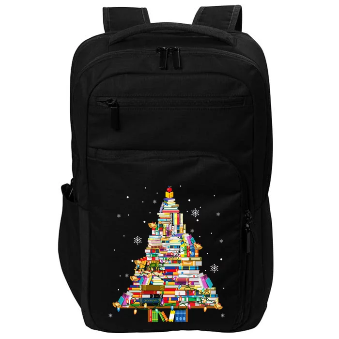 Christmas Library Tree Lights For Librarian And Book Lover Cute Gift Impact Tech Backpack