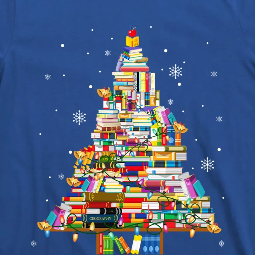 Christmas Library Tree Lights For Librarian And Book Lover Cute Gift T-Shirt