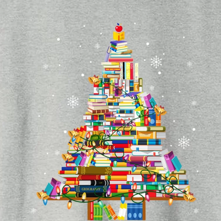 Christmas Library Tree Lights For Librarian And Book Lover Cute Gift Women's Crop Top Tee