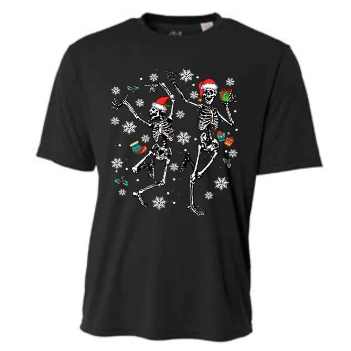 Christmas Lights Tree Hat Ornat Xmas Skeleton Dancing Gift Cooling Performance Crew T-Shirt