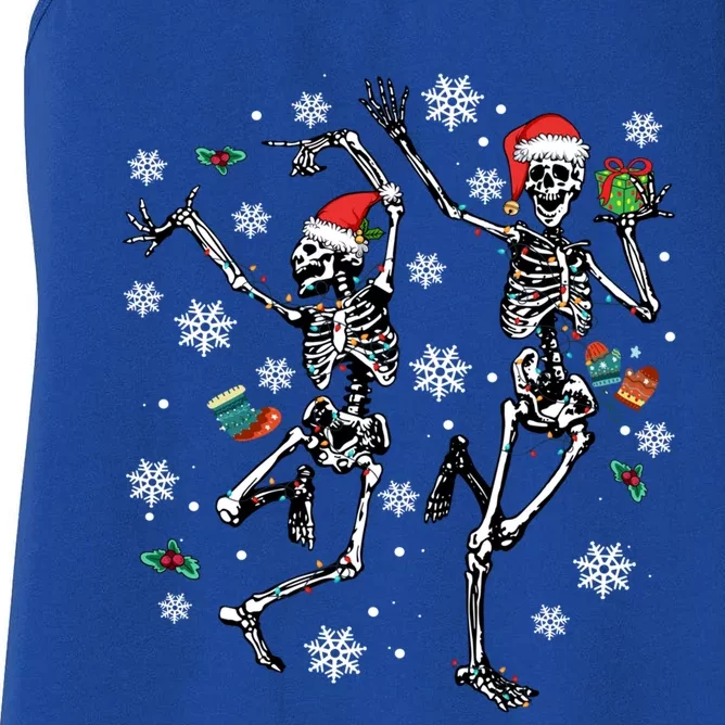 Christmas Lights Tree Hat Ornat Xmas Skeleton Dancing Gift Women's Racerback Tank