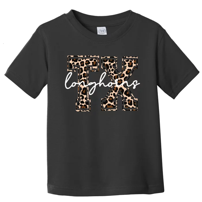 Cheetah Longhorns Tx Longhorn Bella Toddler T-Shirt