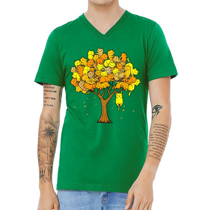 Cat Lover Tree Cute V-Neck T-Shirt