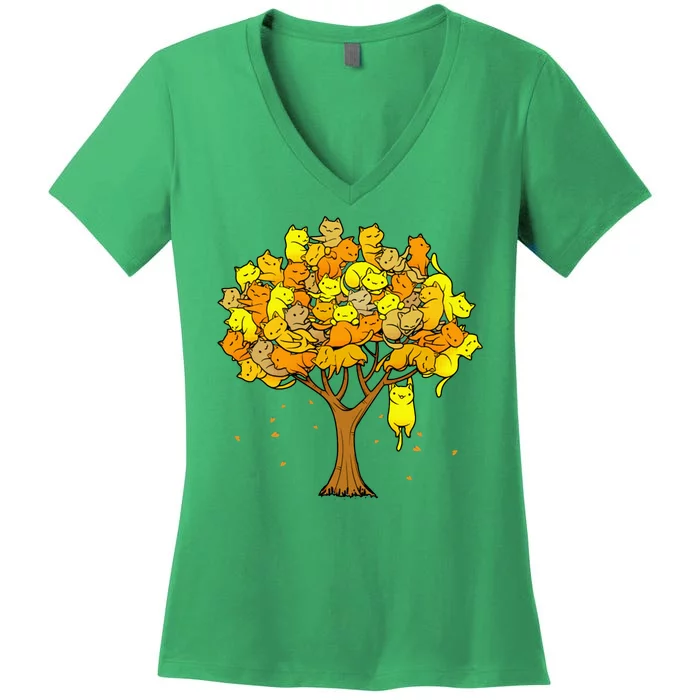 Cat Lover Tree Cute Women's V-Neck T-Shirt