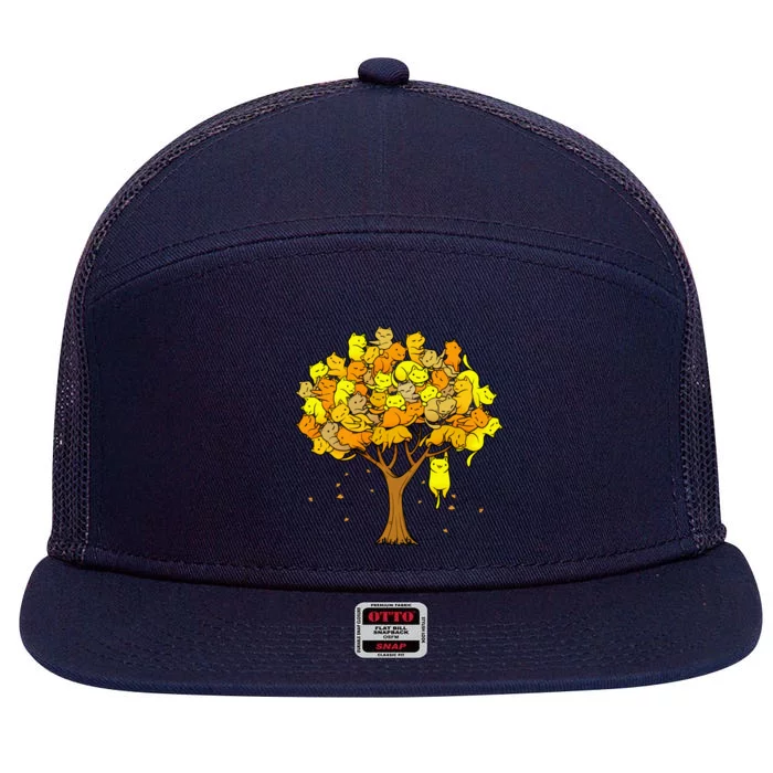 Cat Lover Tree Cute 7 Panel Mesh Trucker Snapback Hat