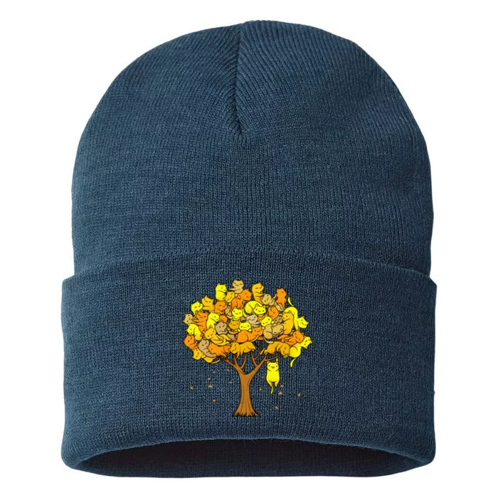 Cat Lover Tree Cute Sustainable Knit Beanie