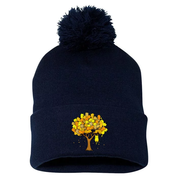 Cat Lover Tree Cute Pom Pom 12in Knit Beanie