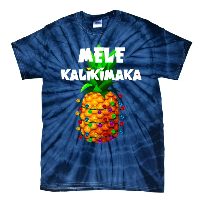 Christmas Lights Tree Pineapple Mele Kalikimaka Hawaii Xmas Tie-Dye T-Shirt