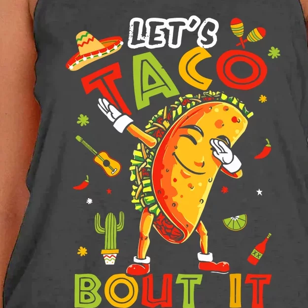 Cute Lets Taco Bout It Funny Mexican Taco Cinco De Mayo Women's Knotted Racerback Tank