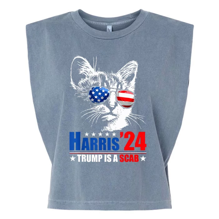 Cat Ladies Trump Is A Scab Vote Harris Garment-Dyed Women's Muscle Tee