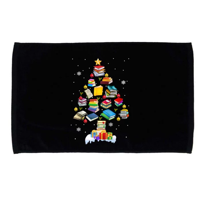 Christmas Library Tree Gift For Librarian And Book Lover Raglan Microfiber Hand Towel