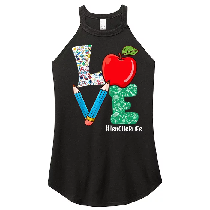 Cute Love Teacher Life Back To School Love Teaching Women’s Perfect Tri Rocker Tank