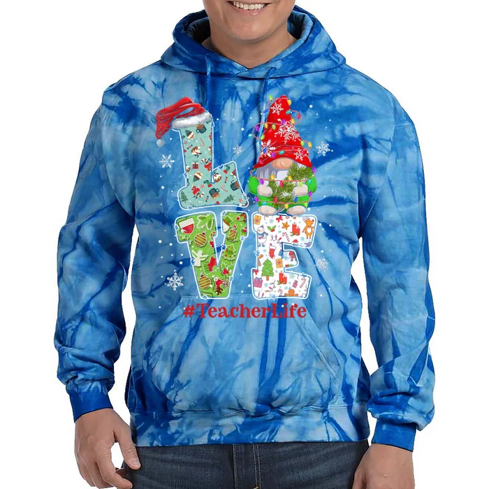 Cute LOVE Tennis Christmas Gnome Xmas Gift For Tennis Lovers Tie Dye Hoodie