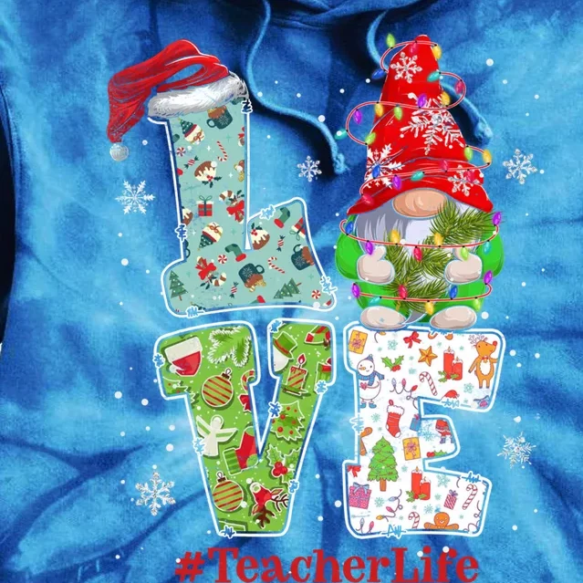 Cute LOVE Tennis Christmas Gnome Xmas Gift For Tennis Lovers Tie Dye Hoodie