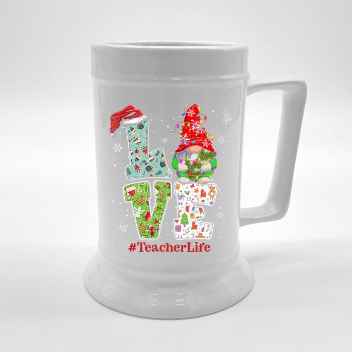 Cute LOVE Tennis Christmas Gnome Xmas Gift For Tennis Lovers Front & Back Beer Stein