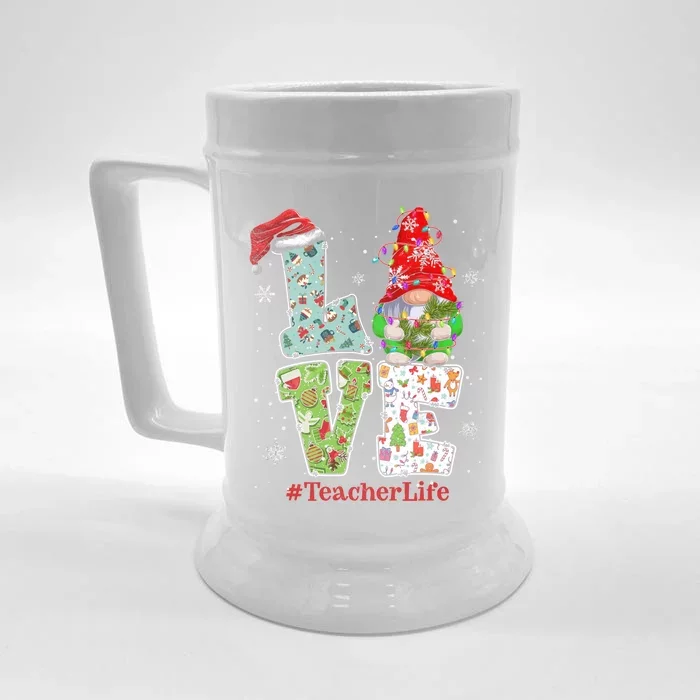 Cute LOVE Tennis Christmas Gnome Xmas Gift For Tennis Lovers Front & Back Beer Stein