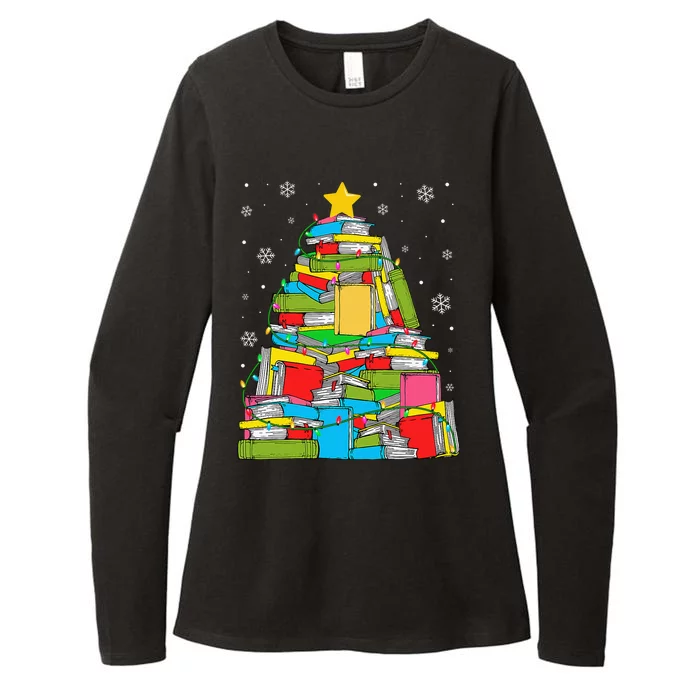 Christmas Library Tree Funny Librarian Book Lover Xmas Light Womens CVC Long Sleeve Shirt