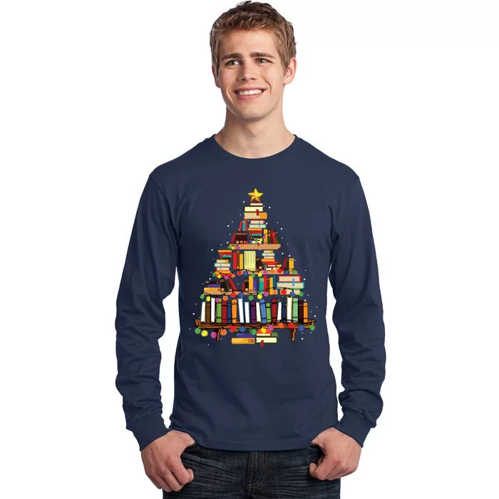 Christmas Library Tree Gift For Librarian And Book Lover Long Sleeve Tall Long Sleeve T-Shirt