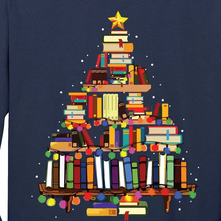 Christmas Library Tree Gift For Librarian And Book Lover Long Sleeve Tall Long Sleeve T-Shirt