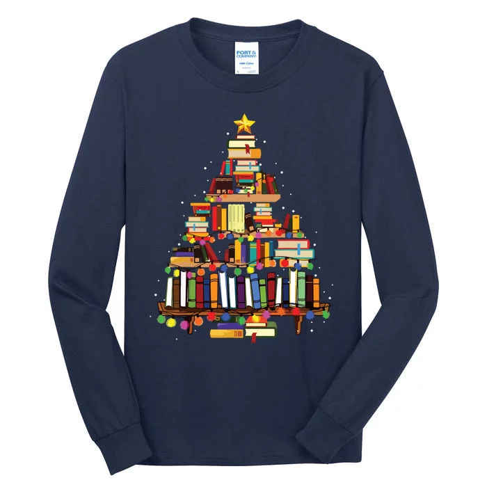 Christmas Library Tree Gift For Librarian And Book Lover Long Sleeve Tall Long Sleeve T-Shirt