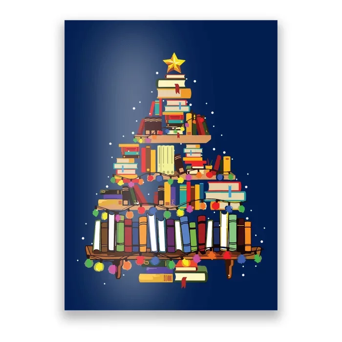 Christmas Library Tree Gift For Librarian And Book Lover Long Sleeve Poster