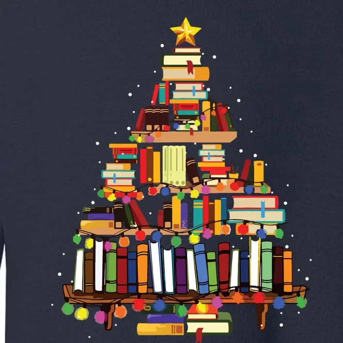 Christmas Library Tree Gift For Librarian And Book Lover Long Sleeve Toddler Sweatshirt