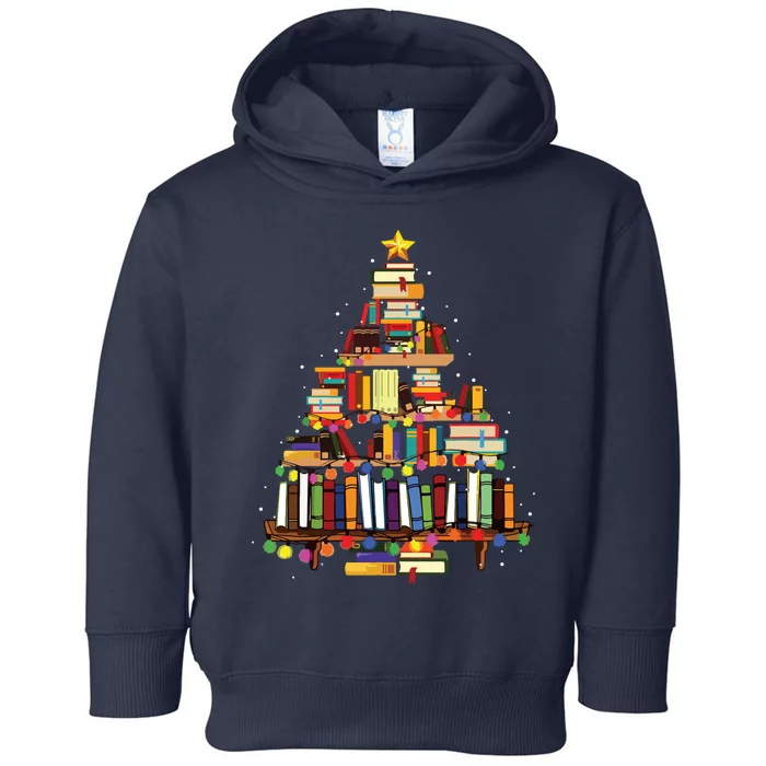 Christmas Library Tree Gift For Librarian And Book Lover Long Sleeve Toddler Hoodie