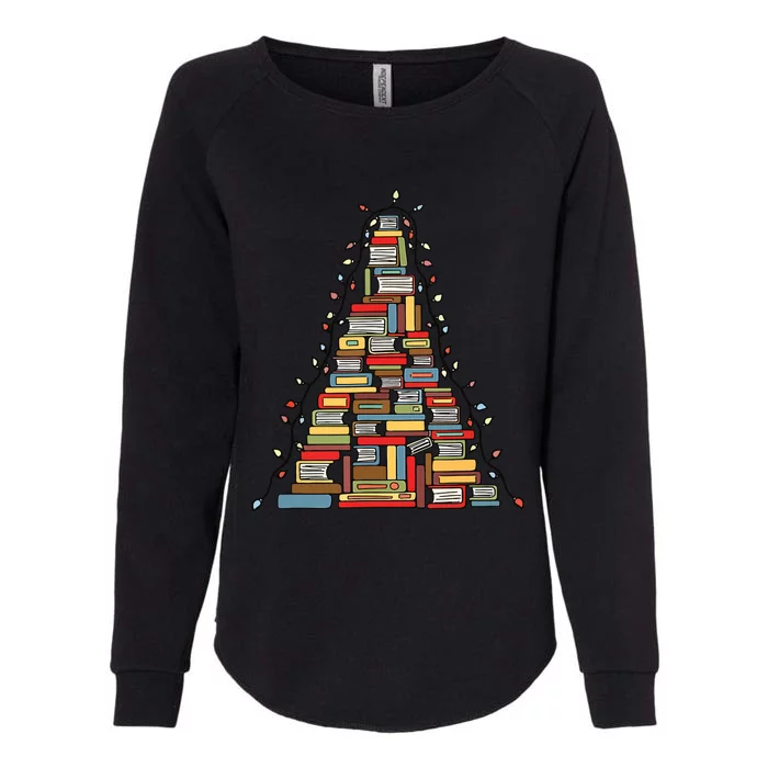 Christmas Library Tree Gift For Librarian And Book Lover Womens California Wash Sweatshirt