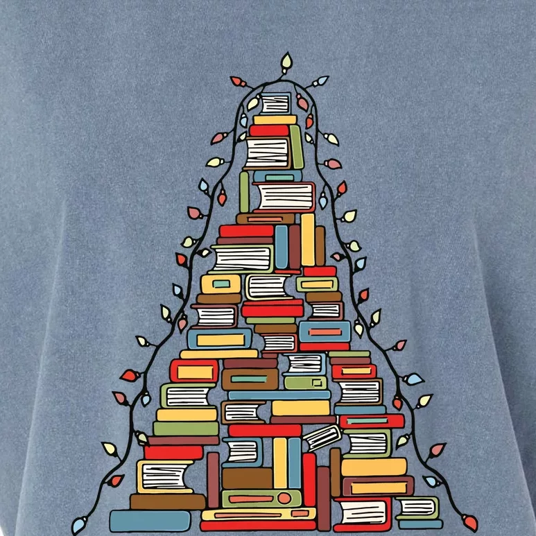 Christmas Library Tree Gift For Librarian And Book Lover Garment-Dyed Women's Muscle Tee