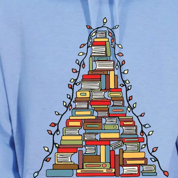 Christmas Library Tree Gift For Librarian And Book Lover Unisex Surf Hoodie