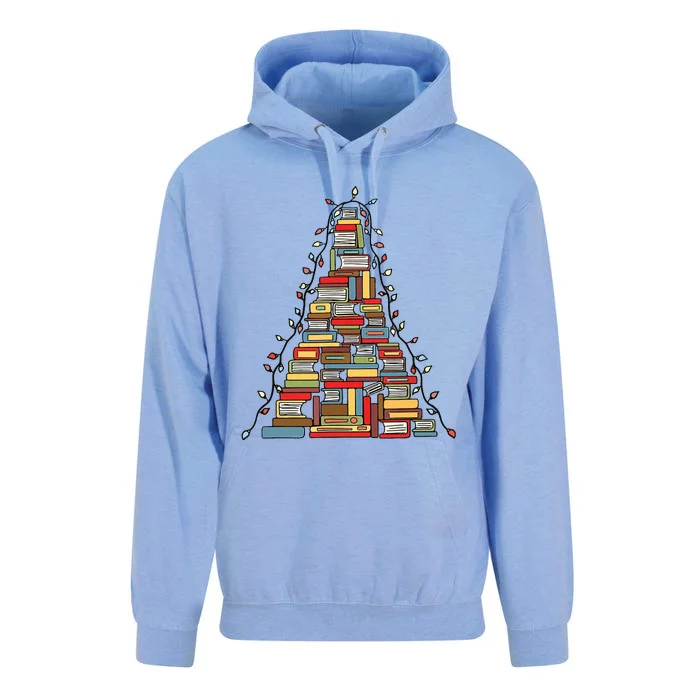 Christmas Library Tree Gift For Librarian And Book Lover Unisex Surf Hoodie