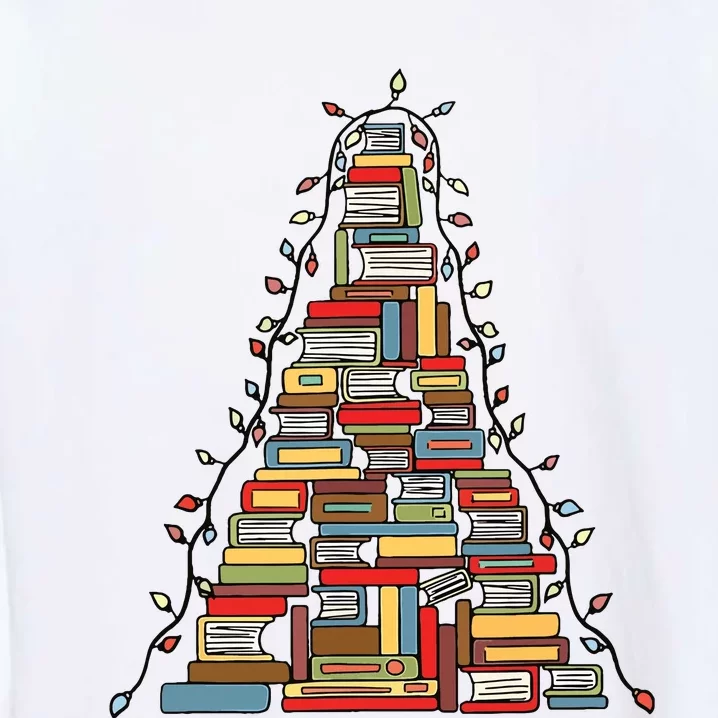 Christmas Library Tree Gift For Librarian And Book Lover Garment-Dyed Sweatshirt