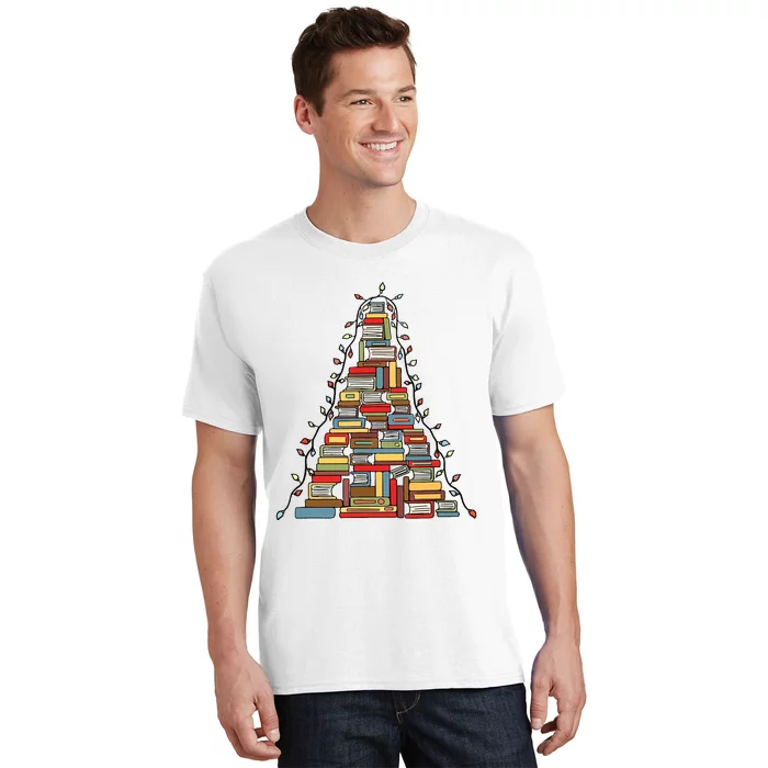 Christmas Library Tree Gift For Librarian And Book Lover T-Shirt