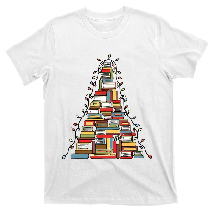 Christmas Library Tree Gift For Librarian And Book Lover T-Shirt