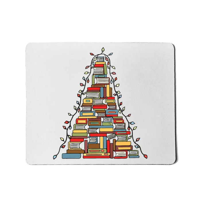 Christmas Library Tree Gift For Librarian And Book Lover Mousepad