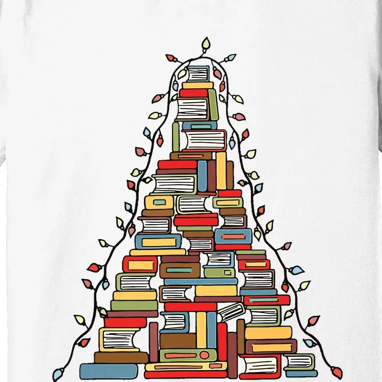 Christmas Library Tree Gift For Librarian And Book Lover Premium T-Shirt