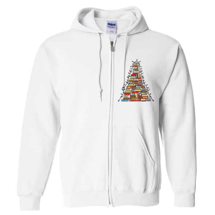 Christmas Library Tree Gift For Librarian And Book Lover Full Zip Hoodie