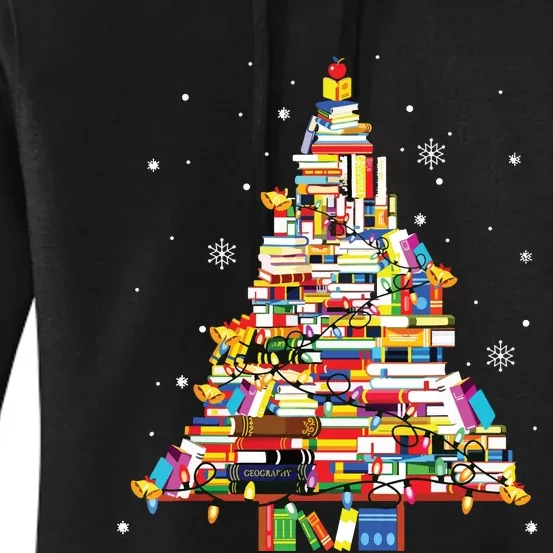 Christmas Library Tree Lights For Librarian And Book Lover Women's Pullover Hoodie