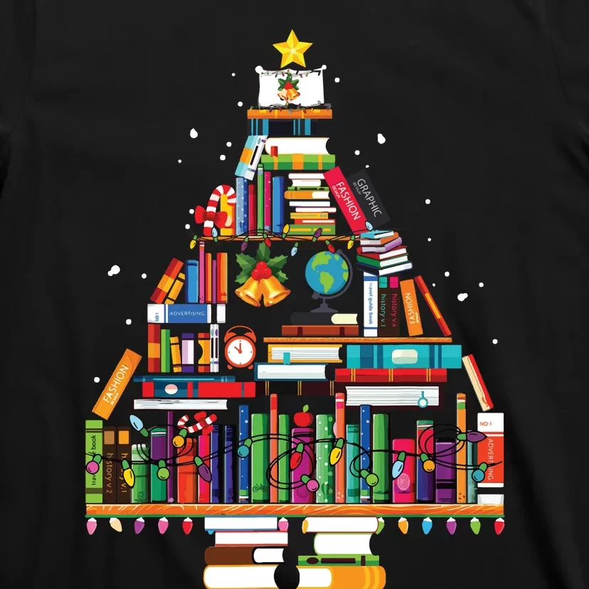 Christmas Library Tree Gift For Librarian And Book Lover T-Shirt