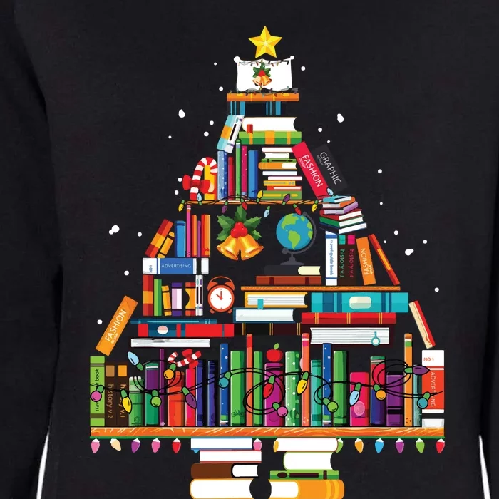 Christmas Library Tree Gift For Librarian And Book Lover Womens California Wash Sweatshirt