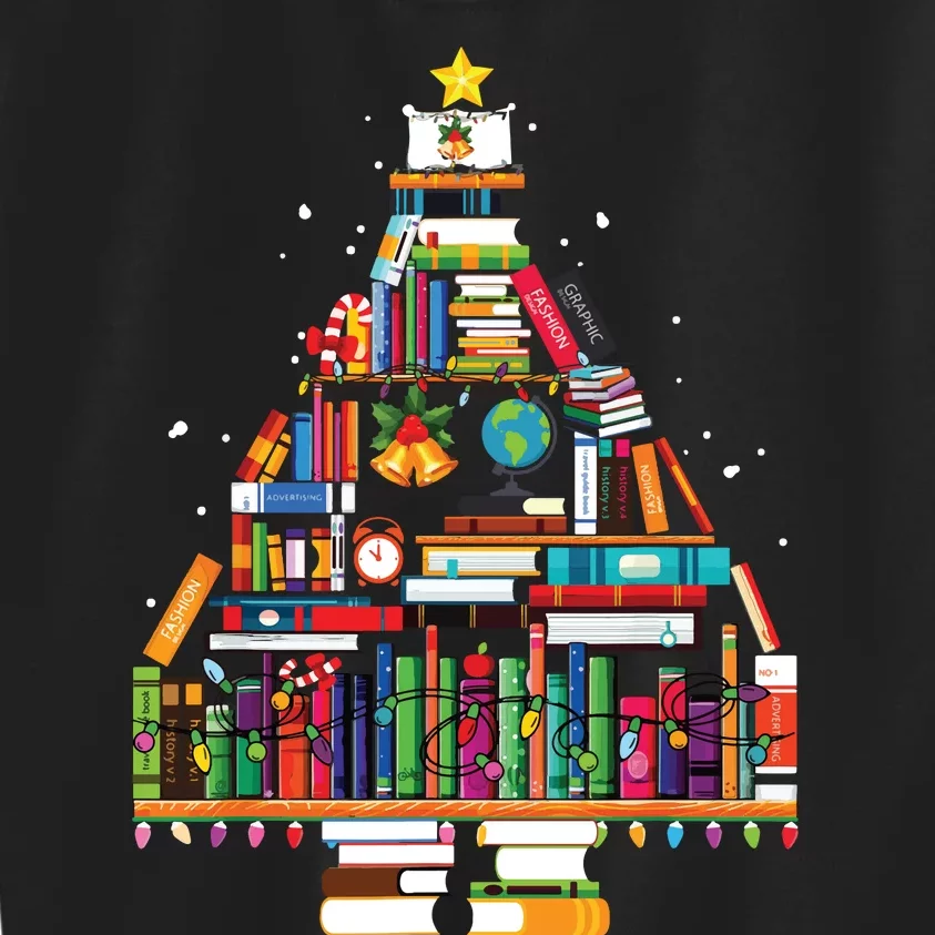 Christmas Library Tree Gift For Librarian And Book Lover Kids Sweatshirt