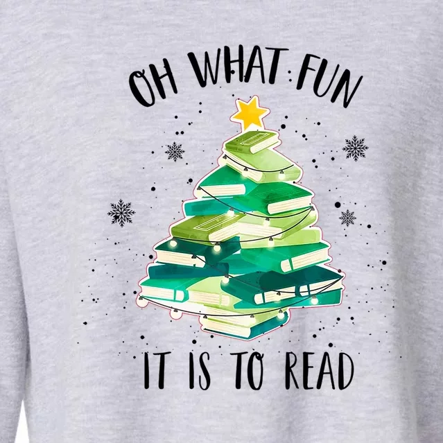 Christmas Library Tree Funny Xmas Librarian And Book Lover Gift Cropped Pullover Crew