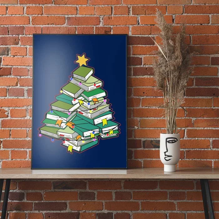 Christmas Library Tree Librarian Book Lover Xmas Poster