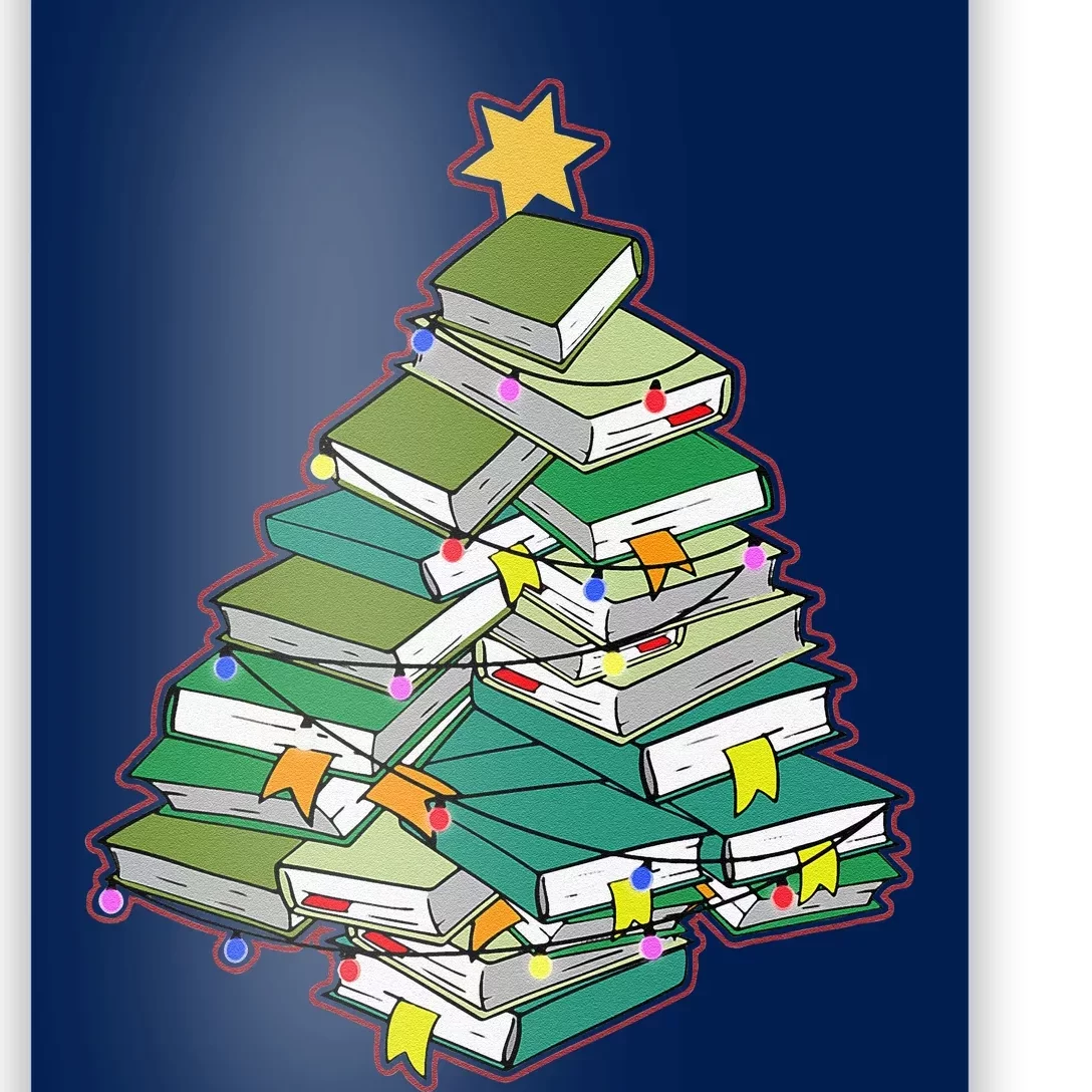 Christmas Library Tree Librarian Book Lover Xmas Poster