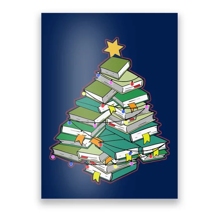 Christmas Library Tree Librarian Book Lover Xmas Poster