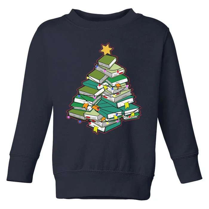 Christmas Library Tree Librarian Book Lover Xmas Toddler Sweatshirt